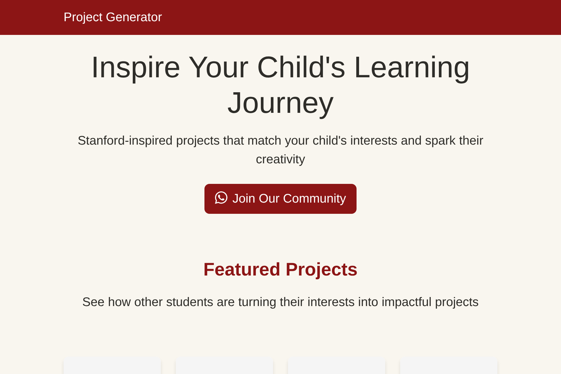 Screenshot of Project Generator